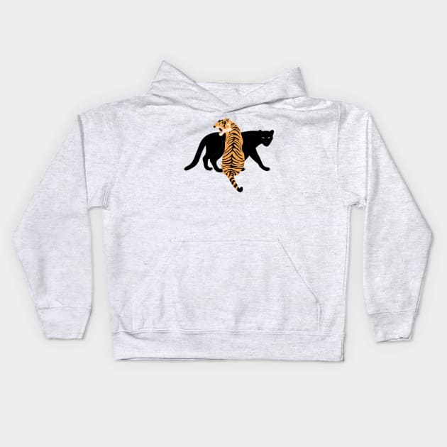 Tiger and panther Kids Hoodie by grafart